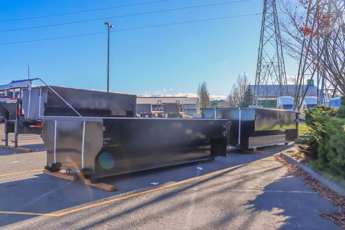 Roll-off dumpster ready for waste disposal at job site for 4 Yard Dumpster Rental in Urbana